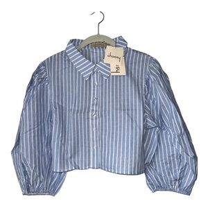 Choosy Blue Striped Cropped Shirt Size XL